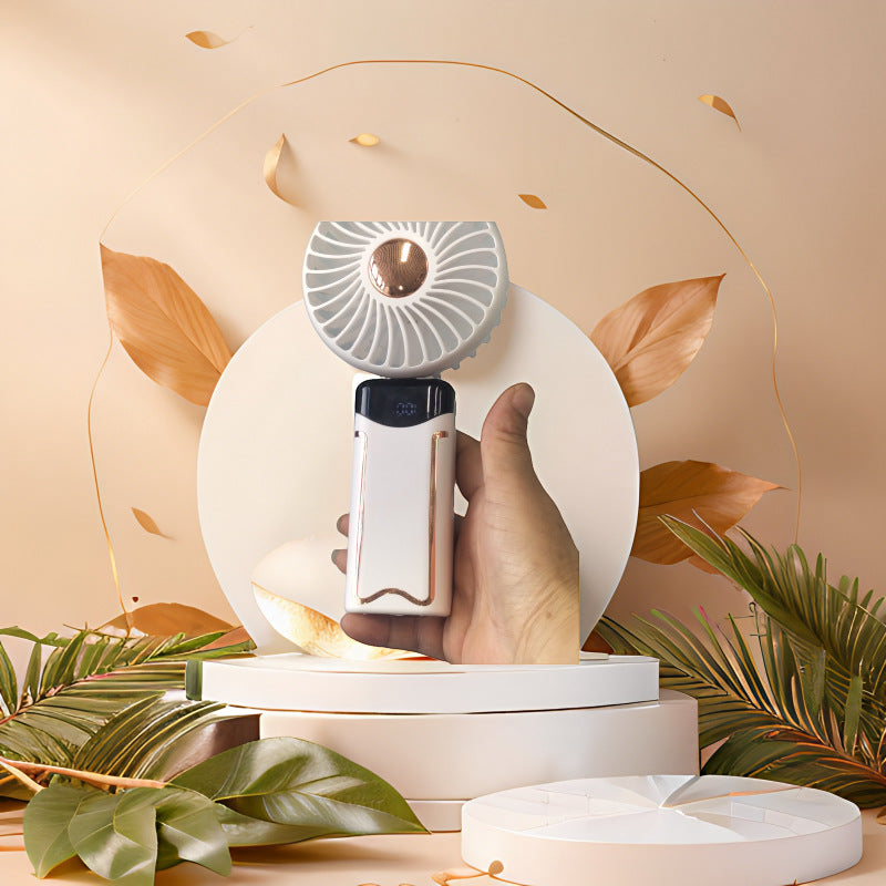 Foldable USB Mini Fan with Aromatherapy & Digital Display