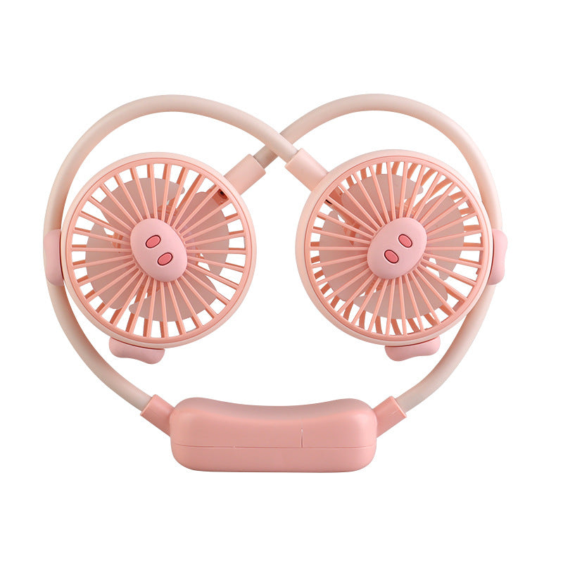 Cartoon Foldable Hanging Neck Fan – Portable USB Rechargeable