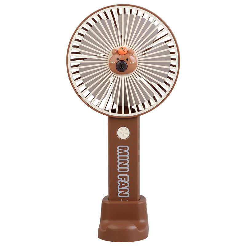 Capybara USB Mini Handheld Fan – Portable Rechargeable with Holder