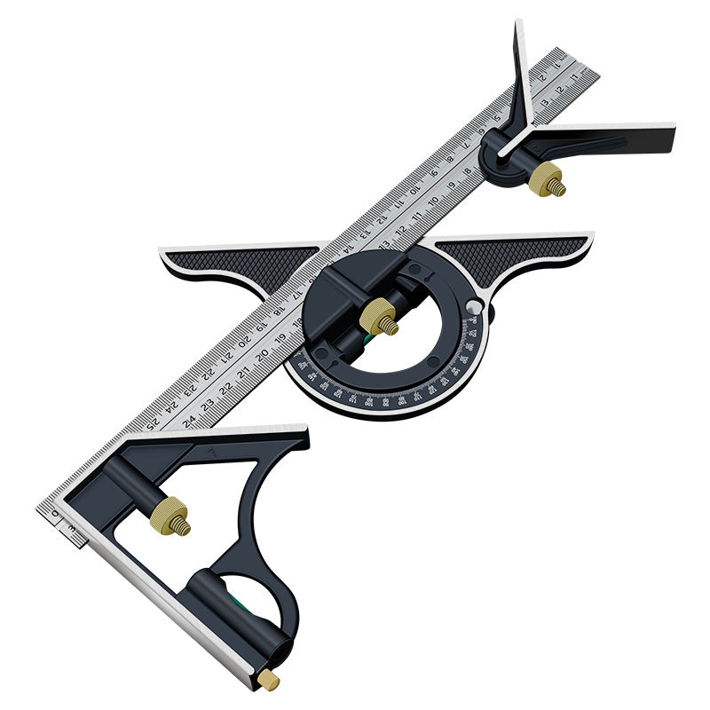Stainless Steel Combination Angle Ruler – 45°/90° Movable Woodworking Ruler