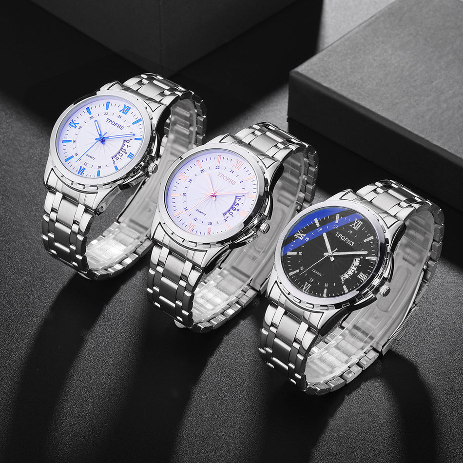 Men’s Stainless Steel Watch – Waterproof Calendar Quartz