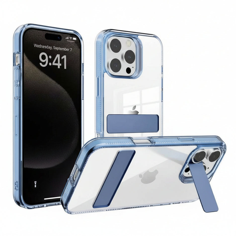 Transparent Square Bracket Phone Case for iPhone 15 Pro Max