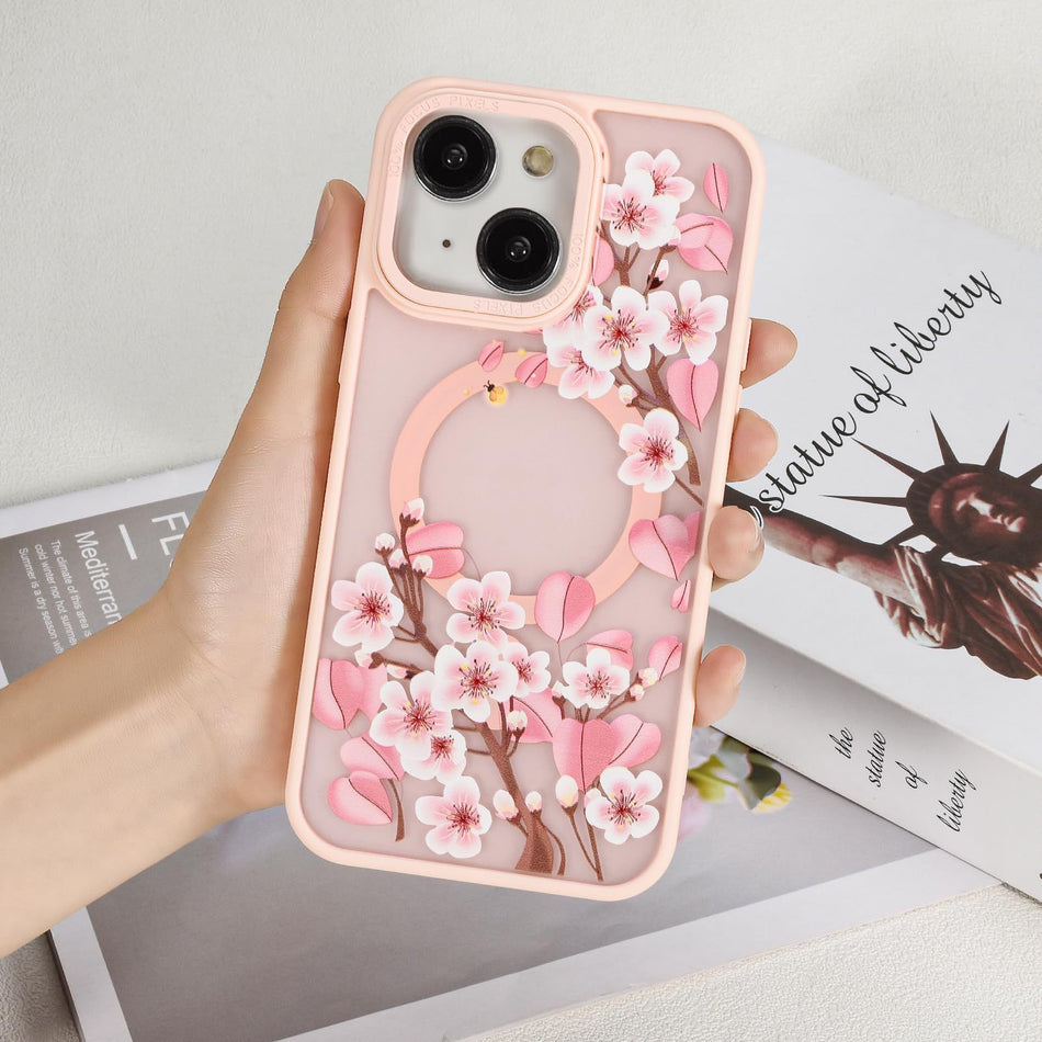 MagSafe Pink Flower iPhone 15/14 Case