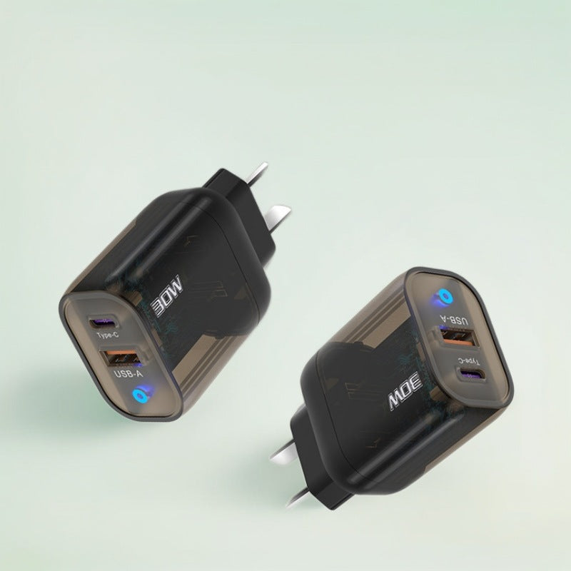 30W Multi-Port Fast Charger (EU/US/UK Plug)