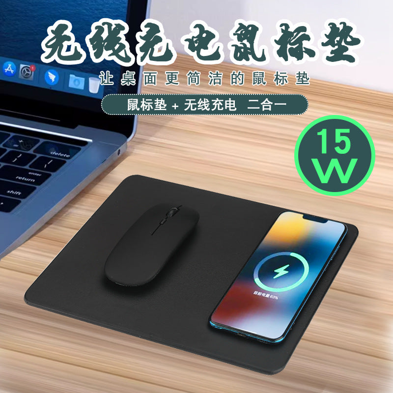 Wireless Charging Mouse Pad – 15W Fast Charge Gaming Desk