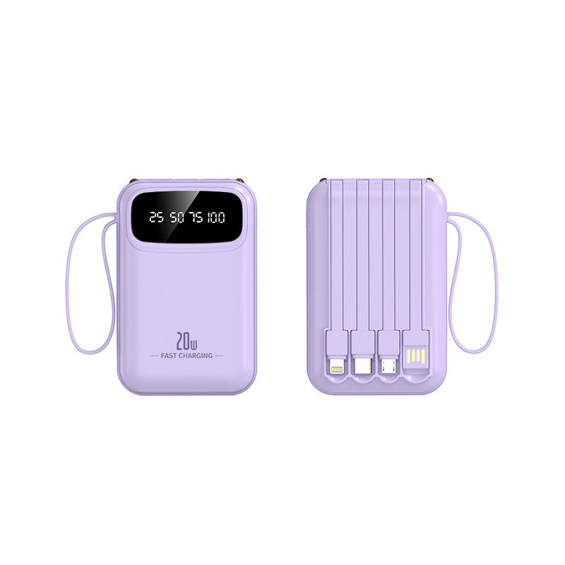 Mini 20000mAh Power Bank with 4 Cables – Custom Logo