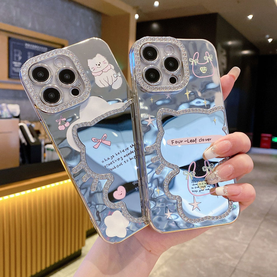 Laser Butterfly Mirror Diamond iPhone Case