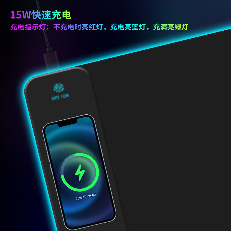 RGB Wireless Charging Mouse Pad 15W Fast Charge Large