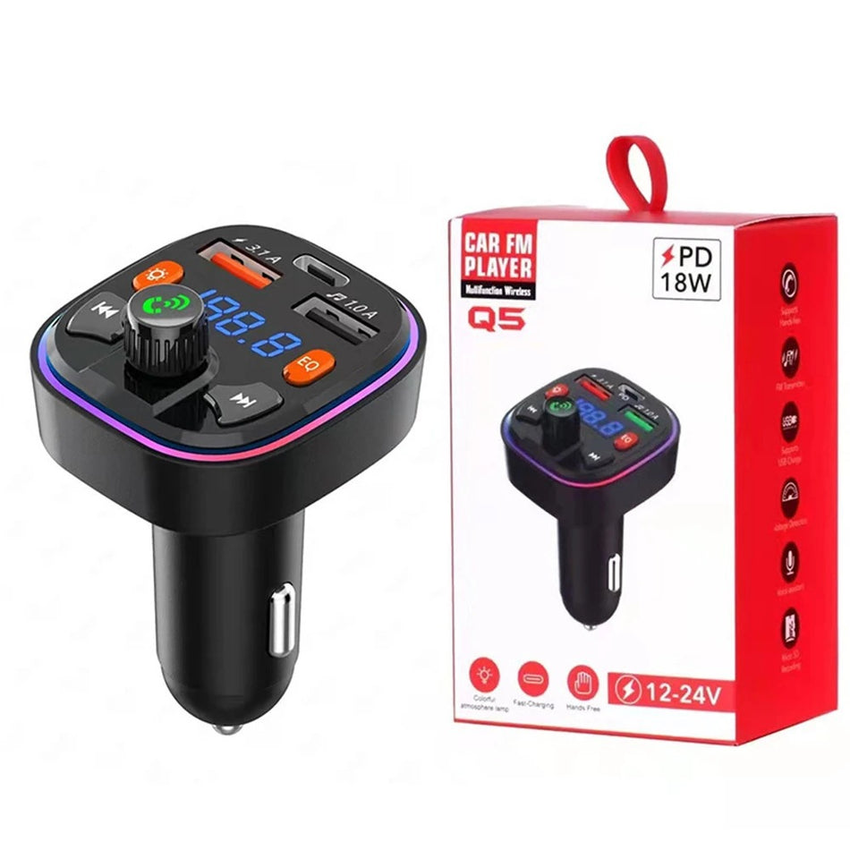 Q5 Car Bluetooth MP3 Player FM Transmitter PD 20W