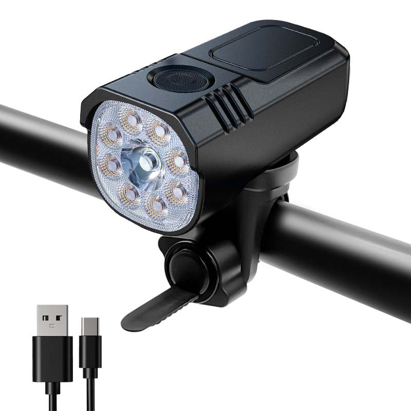 Aluminum Alloy USB Rechargeable Bicycle Headlight – Yellow & White Night Riding Light